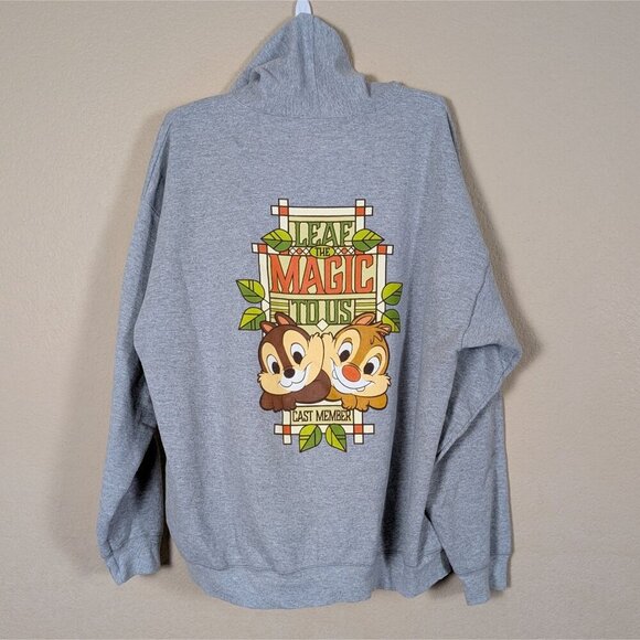 Disney Parks Zip up Hoodie XXL 'Leaf the Magic to us' Cast Member Chip n' Dale - Picture 1 of 6